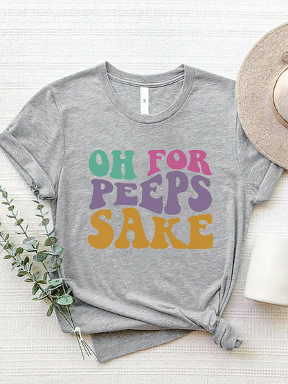 "FOR PEEPS SAKE" Stylish Round Neck Polyester T-ShirtUpgrade Your Style Game with Our "FOR PEEPS SAKE" T-Shirt
 Indulge in the perfect fusion of fashion and comfort with our "FOR PEEPS SAKE" Round Neck Polyester T-ShirLove Salve PEEPS SAKE" Stylish Round Neck PolyesterGraphic