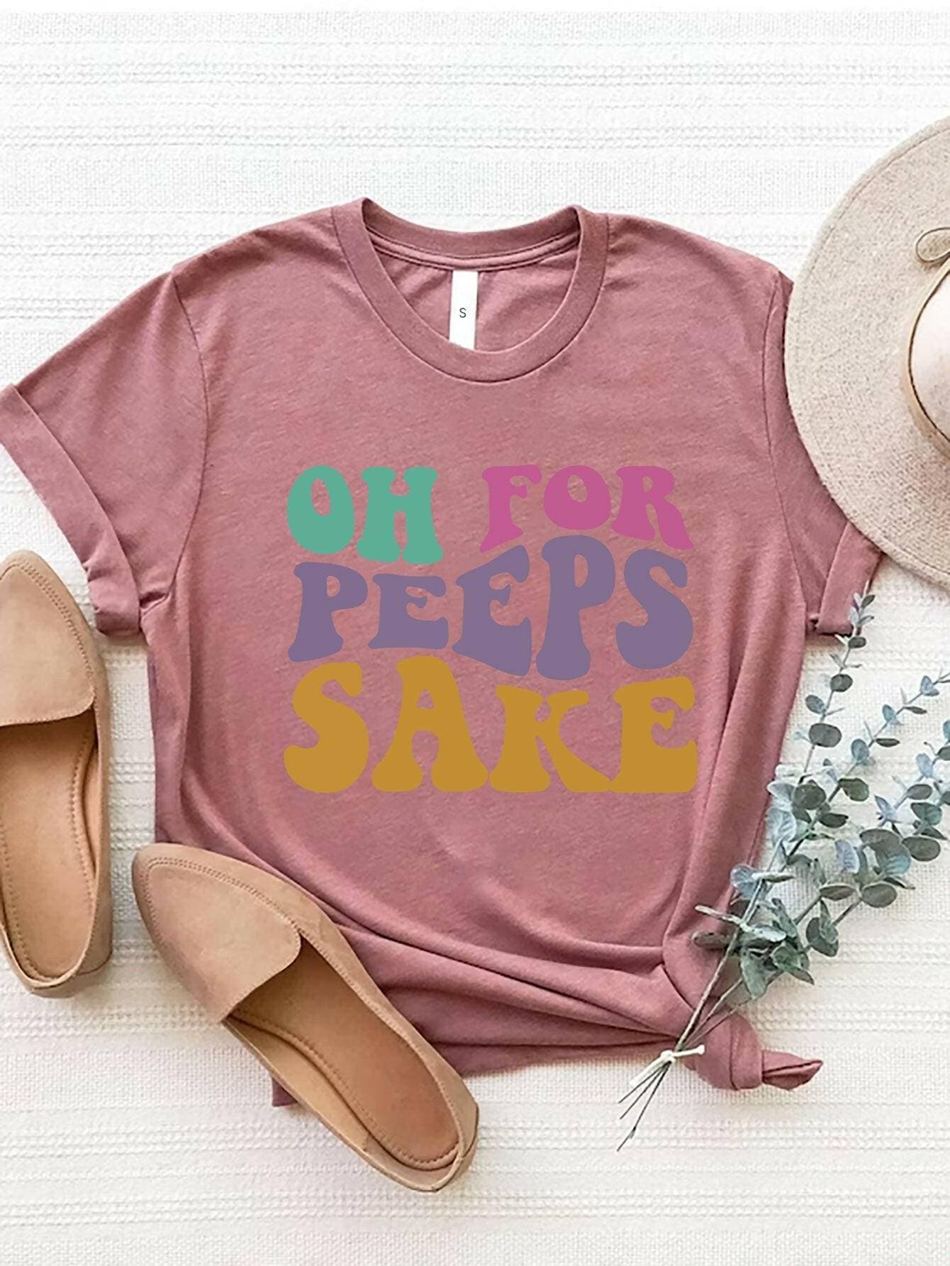 "FOR PEEPS SAKE" Stylish Round Neck Polyester T-ShirtUpgrade Your Style Game with Our "FOR PEEPS SAKE" T-Shirt
 Indulge in the perfect fusion of fashion and comfort with our "FOR PEEPS SAKE" Round Neck Polyester T-ShirLove Salve PEEPS SAKE" Stylish Round Neck PolyesterGraphic