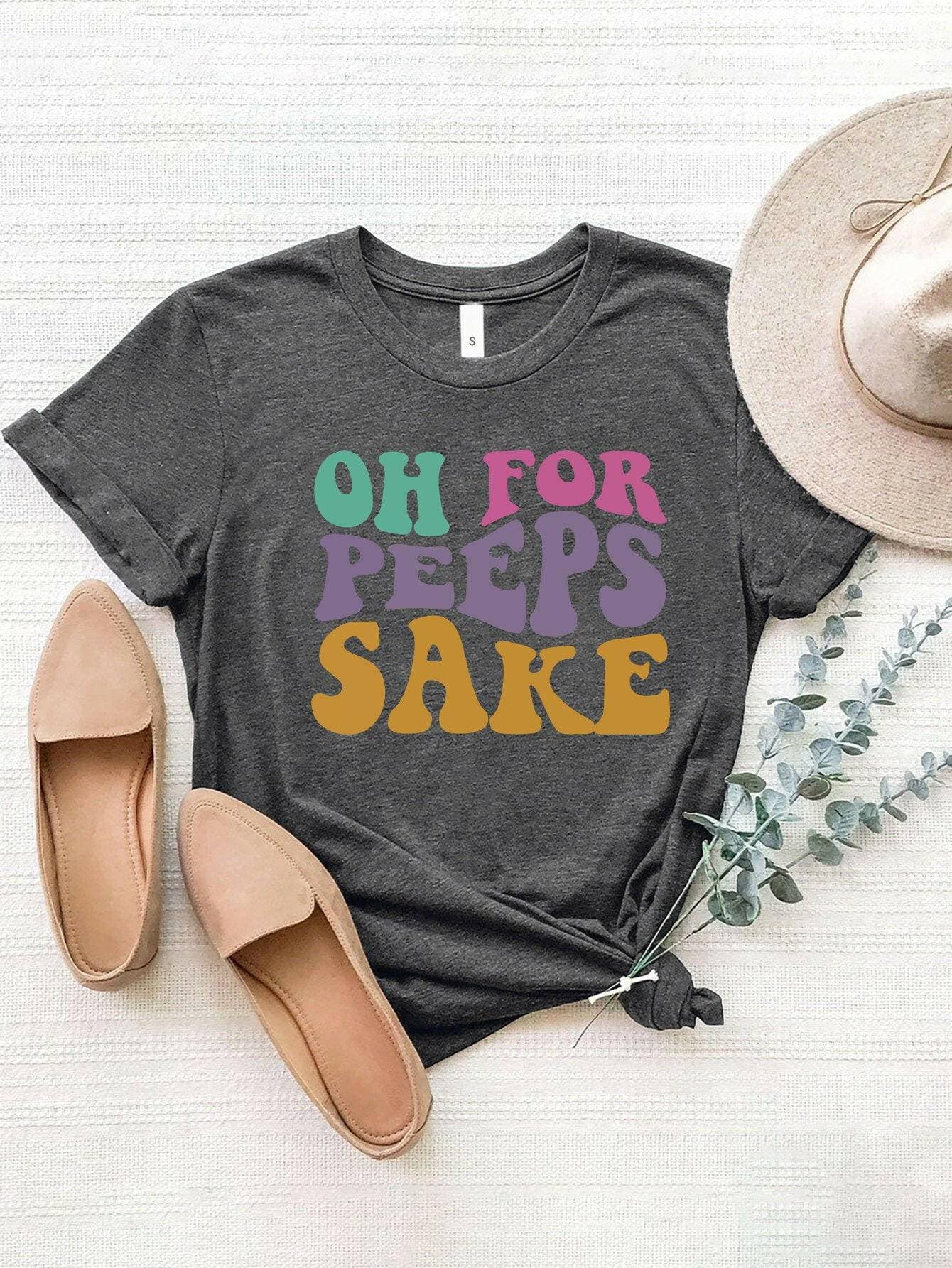 "FOR PEEPS SAKE" Stylish Round Neck Polyester T-ShirtUpgrade Your Style Game with Our "FOR PEEPS SAKE" T-Shirt
 Indulge in the perfect fusion of fashion and comfort with our "FOR PEEPS SAKE" Round Neck Polyester T-ShirLove Salve PEEPS SAKE" Stylish Round Neck PolyesterGraphic