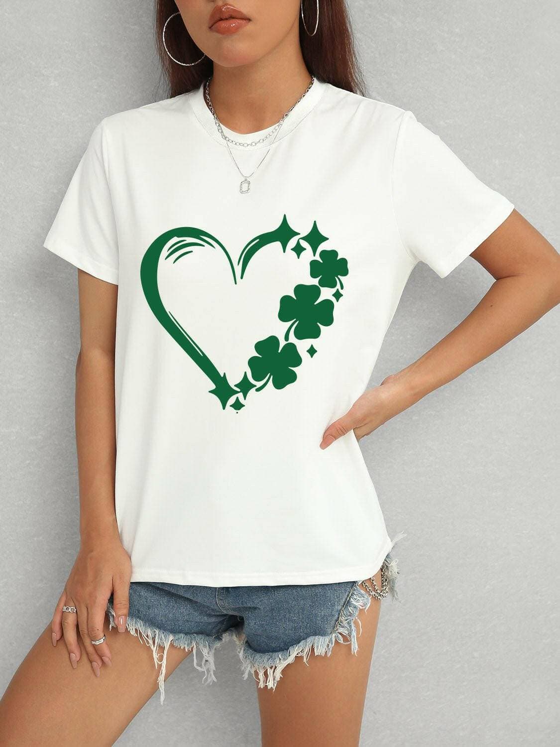 Heart Fortune Leaf Crew Neck Short Sleeve Tee - Love Salve 