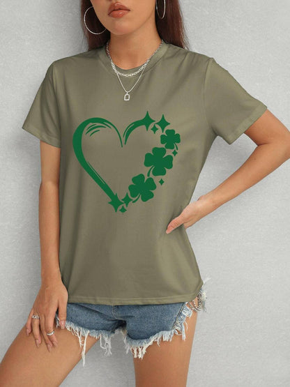 Heart Fortune Leaf Crew Neck Short Sleeve Tee - Love Salve 