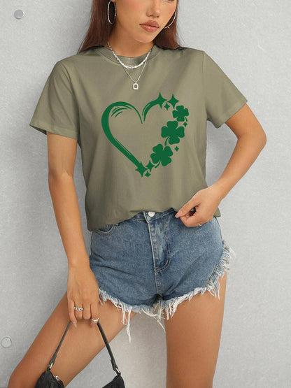 Heart Fortune Leaf Crew Neck Short Sleeve Tee - Love Salve 