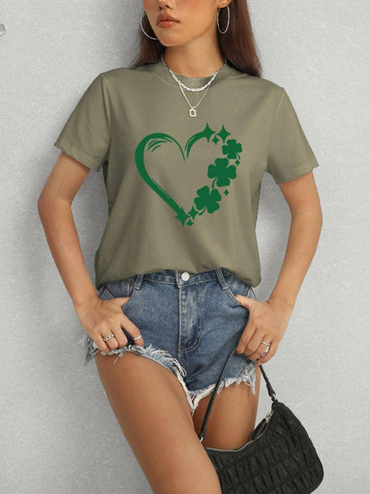 Heart Fortune Leaf Crew Neck Short Sleeve Tee - Love Salve 