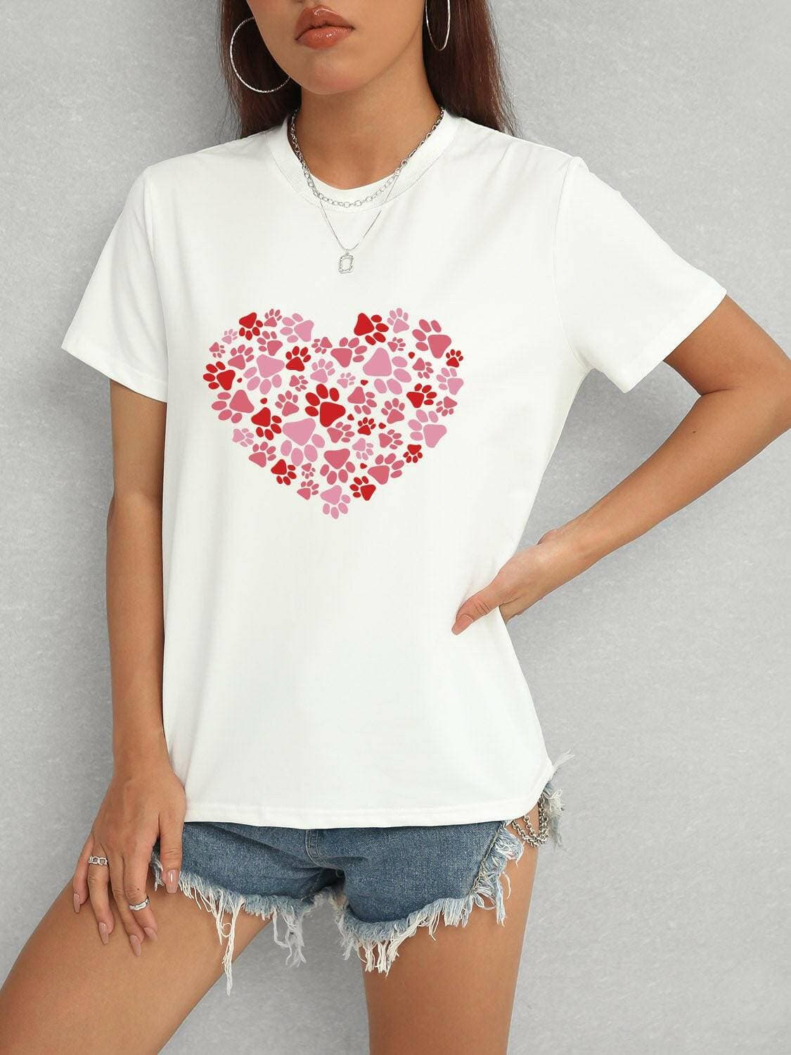 Lovely Heart Print Classic T-Shirt - Love Salve 