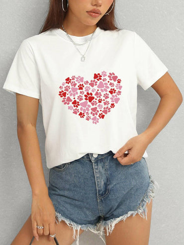 Lovely Heart Print Classic T-Shirt - Love Salve 