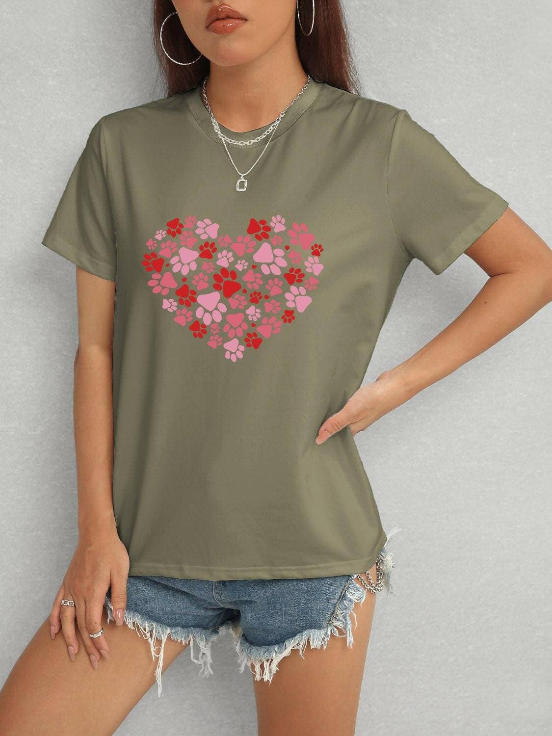 Lovely Heart Print Classic T-Shirt - Love Salve 