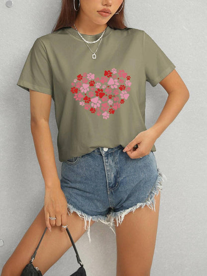 Lovely Heart Print Classic T-Shirt - Love Salve 