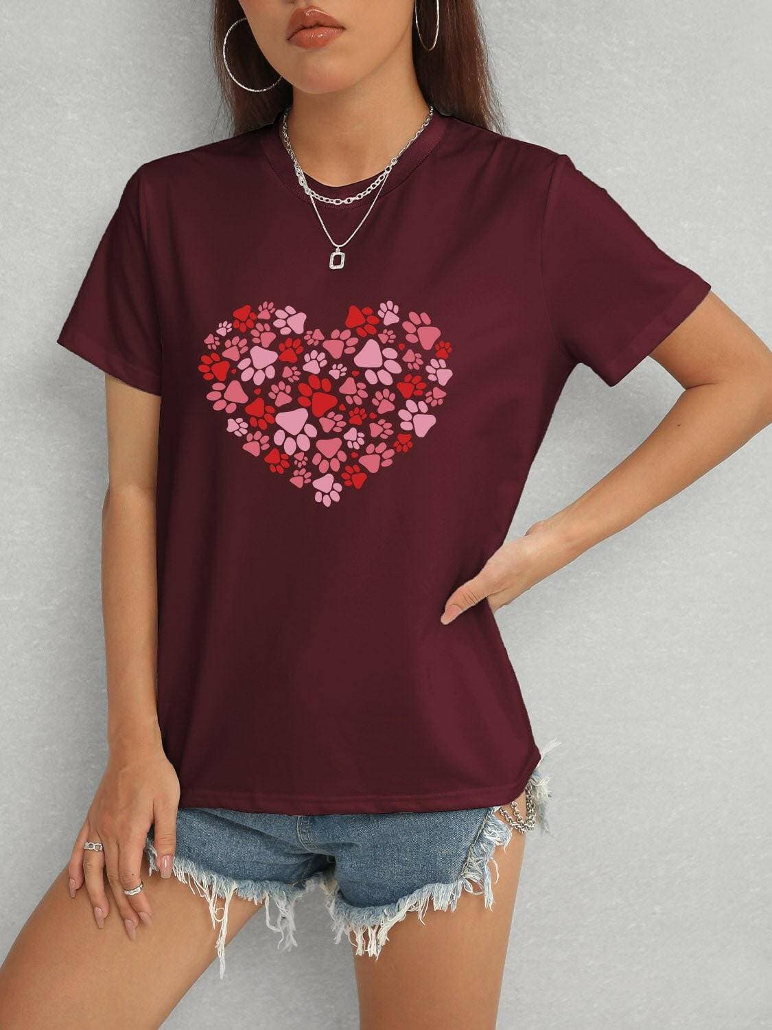 Lovely Heart Print Classic T-Shirt - Love Salve 