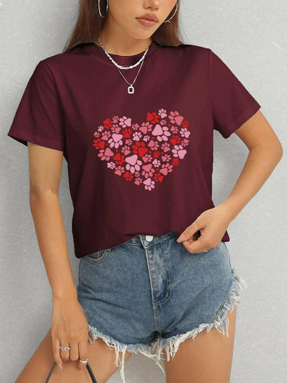 Lovely Heart Print Classic T-Shirt - Love Salve 