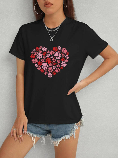 Lovely Heart Print Classic T-Shirt - Love Salve 