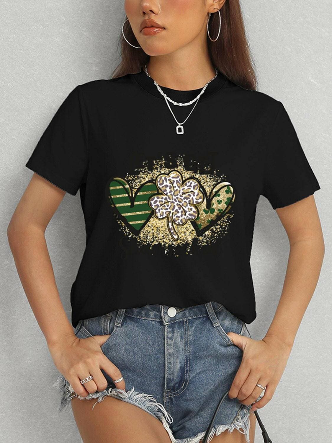 Lucky Clover Classic Fit TeeUpgrade Your Casual Wardrobe with the Lucky Clover Classic Fit Tee
 Step up your casual style game with our Lucky Clover Round Neck Short Sleeve T-Shirt. Crafted witLove Salve Lucky Clover Classic Fit TeeGraphic