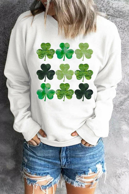 Lucky Clover Drop Shoulder Sweatshirt with Sheer Detail - Love Salve 