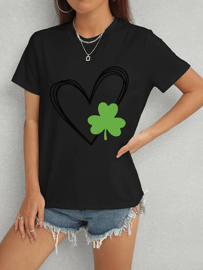 Lucky Clover Heart Stretchy TeeUpgrade Your Casual Style with the Lucky Clover Heart Stretchy Tee
 Experience the perfect blend of comfort and style with our Lucky Clover Heart Stretchy Tee. This Love Salve Lucky Clover Heart Stretchy TeeGraphic