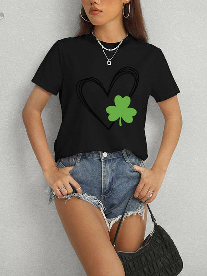 Lucky Clover Heart Stretchy TeeUpgrade Your Casual Style with the Lucky Clover Heart Stretchy Tee
 Experience the perfect blend of comfort and style with our Lucky Clover Heart Stretchy Tee. This Love Salve Lucky Clover Heart Stretchy TeeGraphic