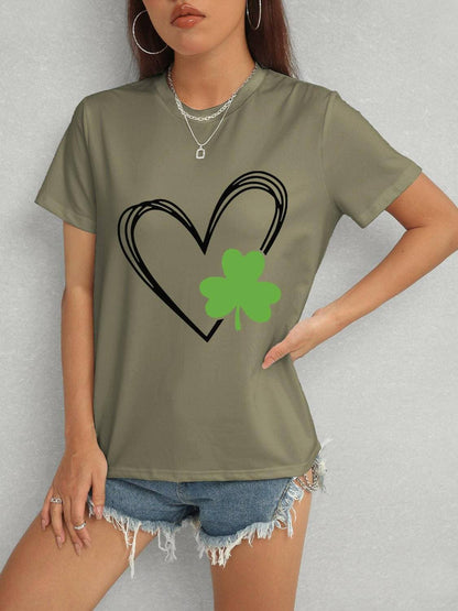 Lucky Clover Heart Stretchy TeeUpgrade Your Casual Style with the Lucky Clover Heart Stretchy Tee
 Experience the perfect blend of comfort and style with our Lucky Clover Heart Stretchy Tee. This Love Salve Lucky Clover Heart Stretchy TeeGraphic