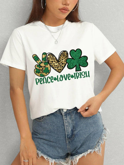 PEACE LOVE IRISH Classic Round Neck Short Sleeve Tee - Love Salve 