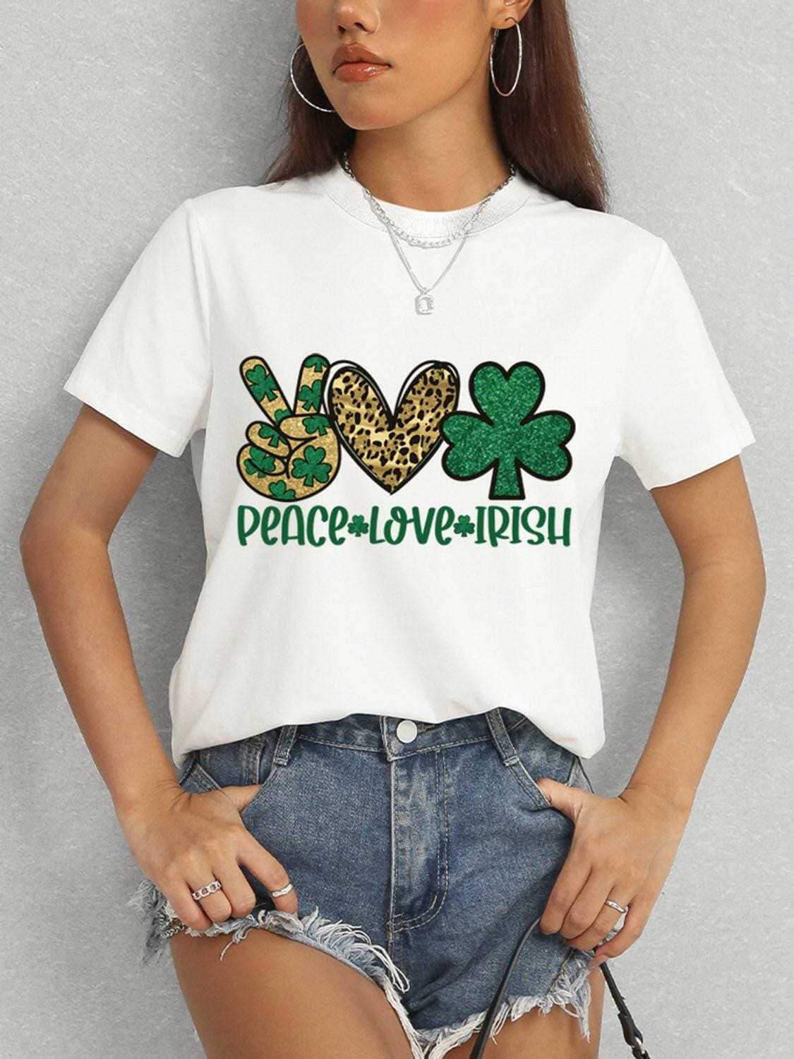 PEACE LOVE IRISH Classic Round Neck Short Sleeve Tee - Love Salve 