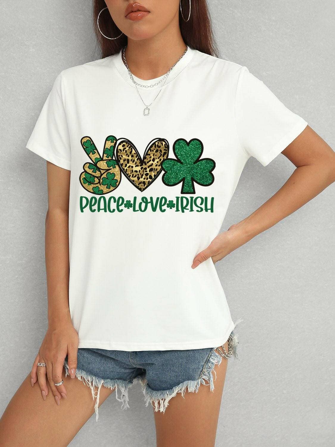 PEACE LOVE IRISH Classic Round Neck Short Sleeve Tee - Love Salve 