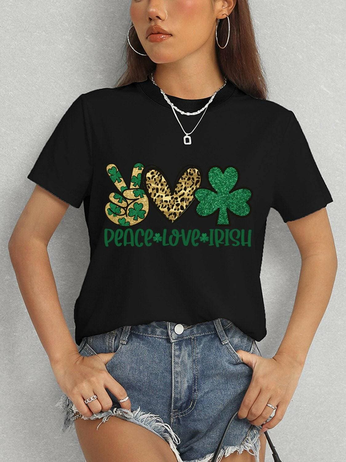 PEACE LOVE IRISH Classic Round Neck Short Sleeve Tee - Love Salve 