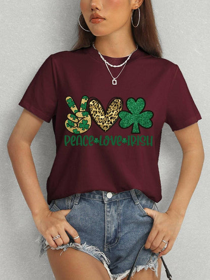 PEACE LOVE IRISH Classic Round Neck Short Sleeve Tee - Love Salve 