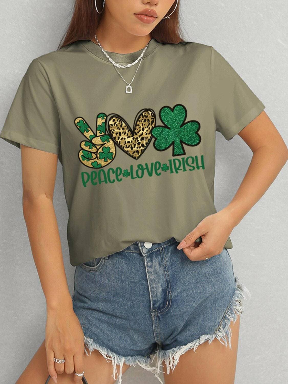 PEACE LOVE IRISH Classic Round Neck Short Sleeve Tee - Love Salve 