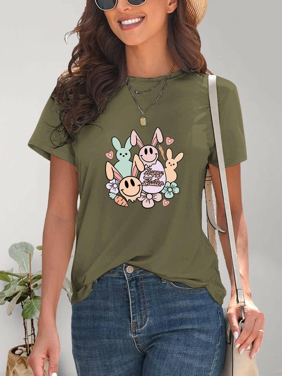 Round Neck Sheer Short Sleeve Tee with Graphic DesignRound Neck Sheer Short Sleeve Tee with Graphic Design
 Refresh your casual wardrobe with our Round Neck Sheer Short Sleeve Tee featuring a captivating Graphic DesignLove Salve Round Neck Sheer Short Sleeve TeeGraphic