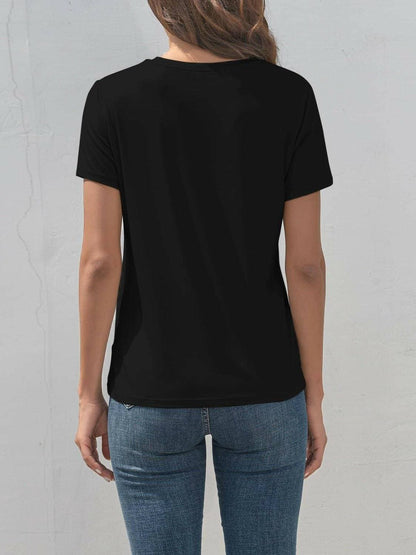 Round Neck Sheer Short Sleeve Tee with Graphic DesignRound Neck Sheer Short Sleeve Tee with Graphic Design
 Refresh your casual wardrobe with our Round Neck Sheer Short Sleeve Tee featuring a captivating Graphic DesignLove Salve Round Neck Sheer Short Sleeve TeeGraphic