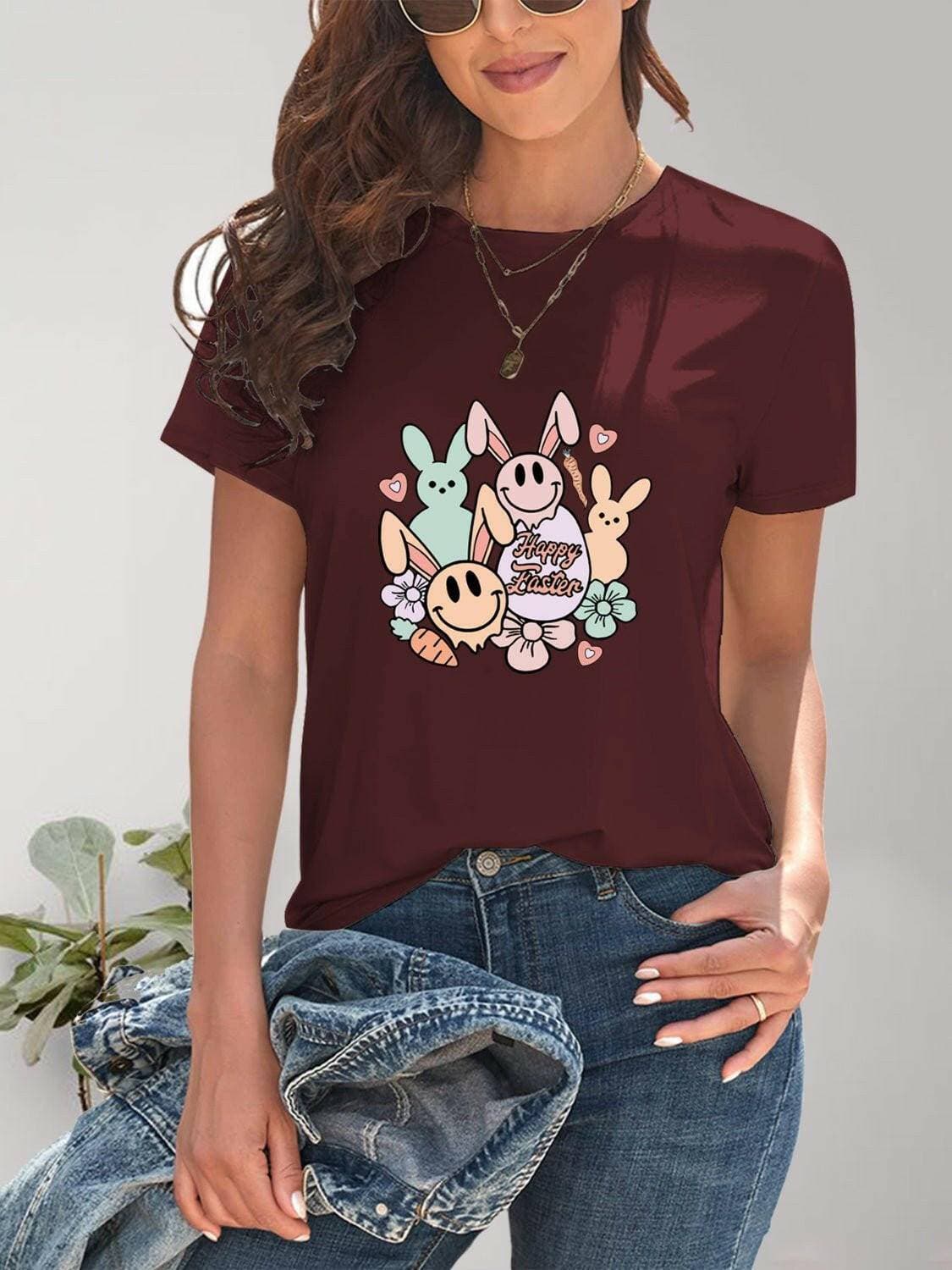 Round Neck Sheer Short Sleeve Tee with Graphic DesignRound Neck Sheer Short Sleeve Tee with Graphic Design
 Refresh your casual wardrobe with our Round Neck Sheer Short Sleeve Tee featuring a captivating Graphic DesignLove Salve Round Neck Sheer Short Sleeve TeeGraphic