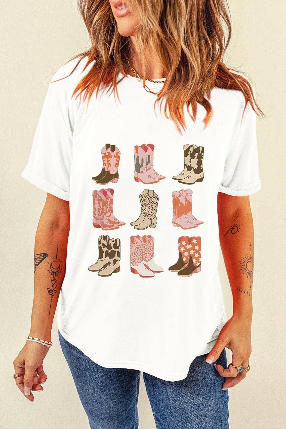 Stylish Printed Short Sleeve Tee for Women - Love Salve 