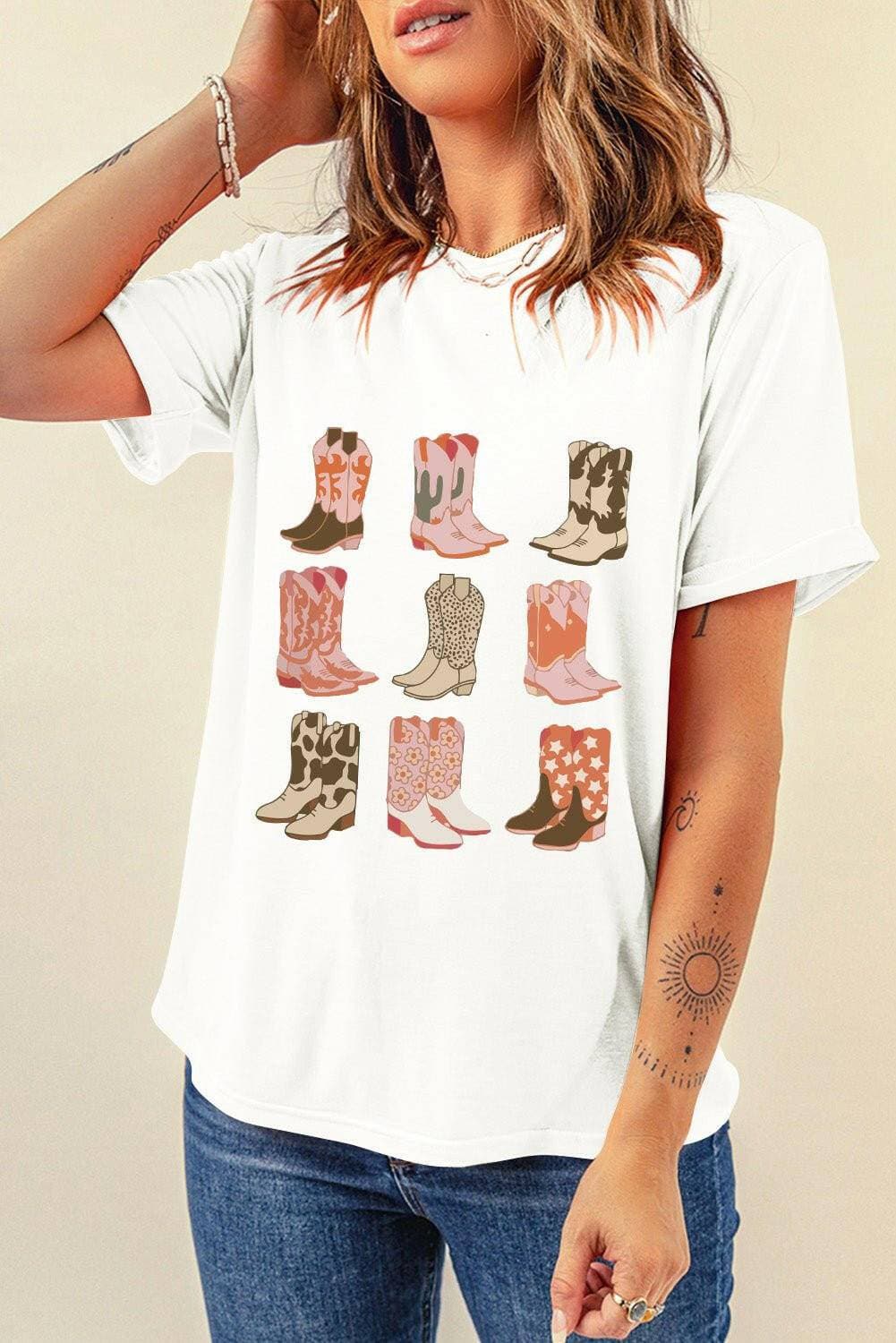 Stylish Printed Short Sleeve Tee for Women - Love Salve 