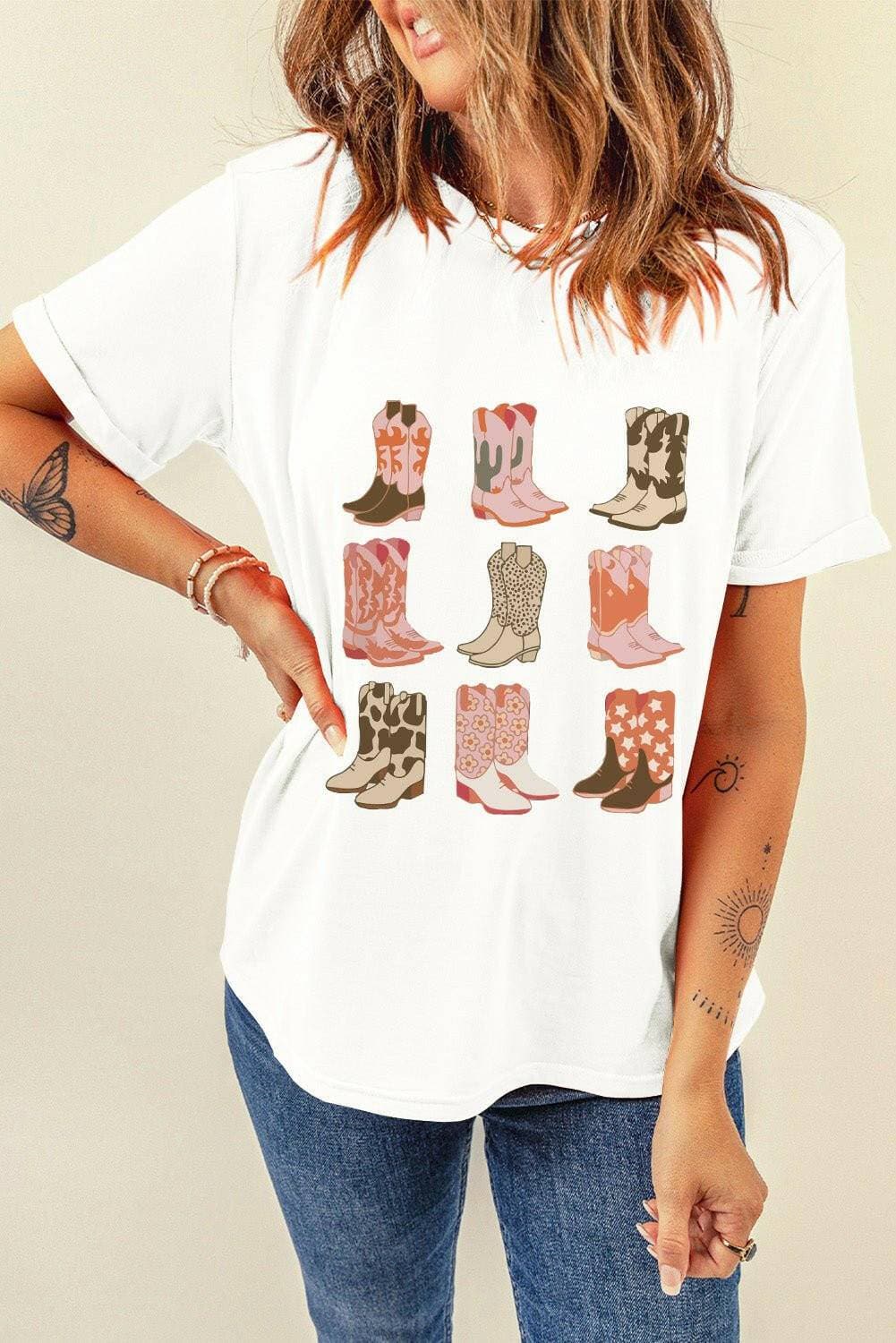 Stylish Printed Short Sleeve Tee for Women - Love Salve 