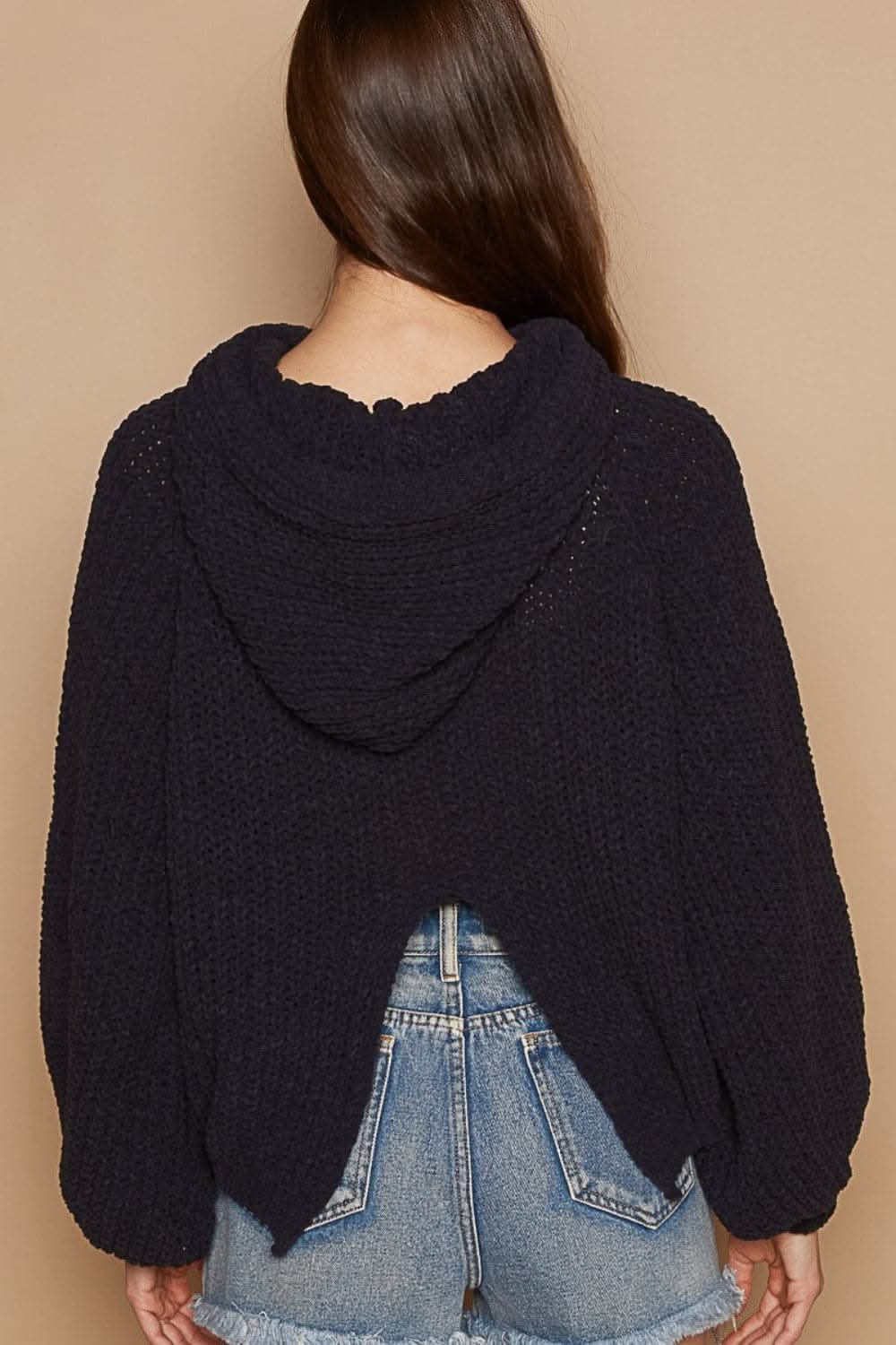 Stylish back slit crop hoodie - Love Salve 