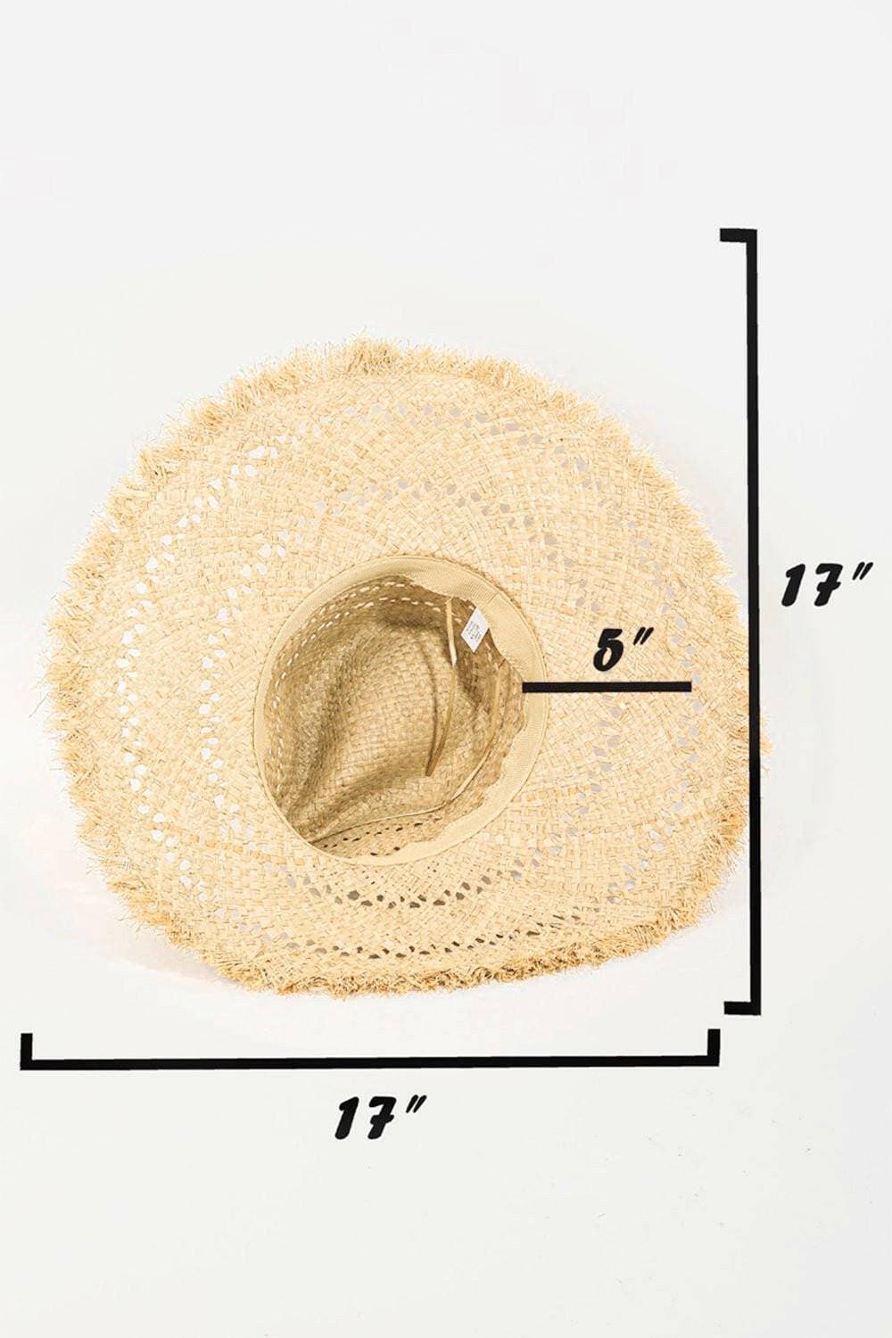 Chic Beach Essential: Elegant Openwork Weave Hat with Distressed Edge - Love Salve 