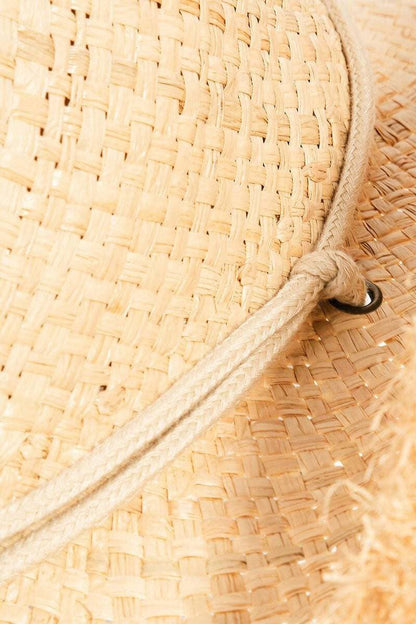 Sun-Seeker Raffia Weave Hat with Customizable Strap - Love Salve 