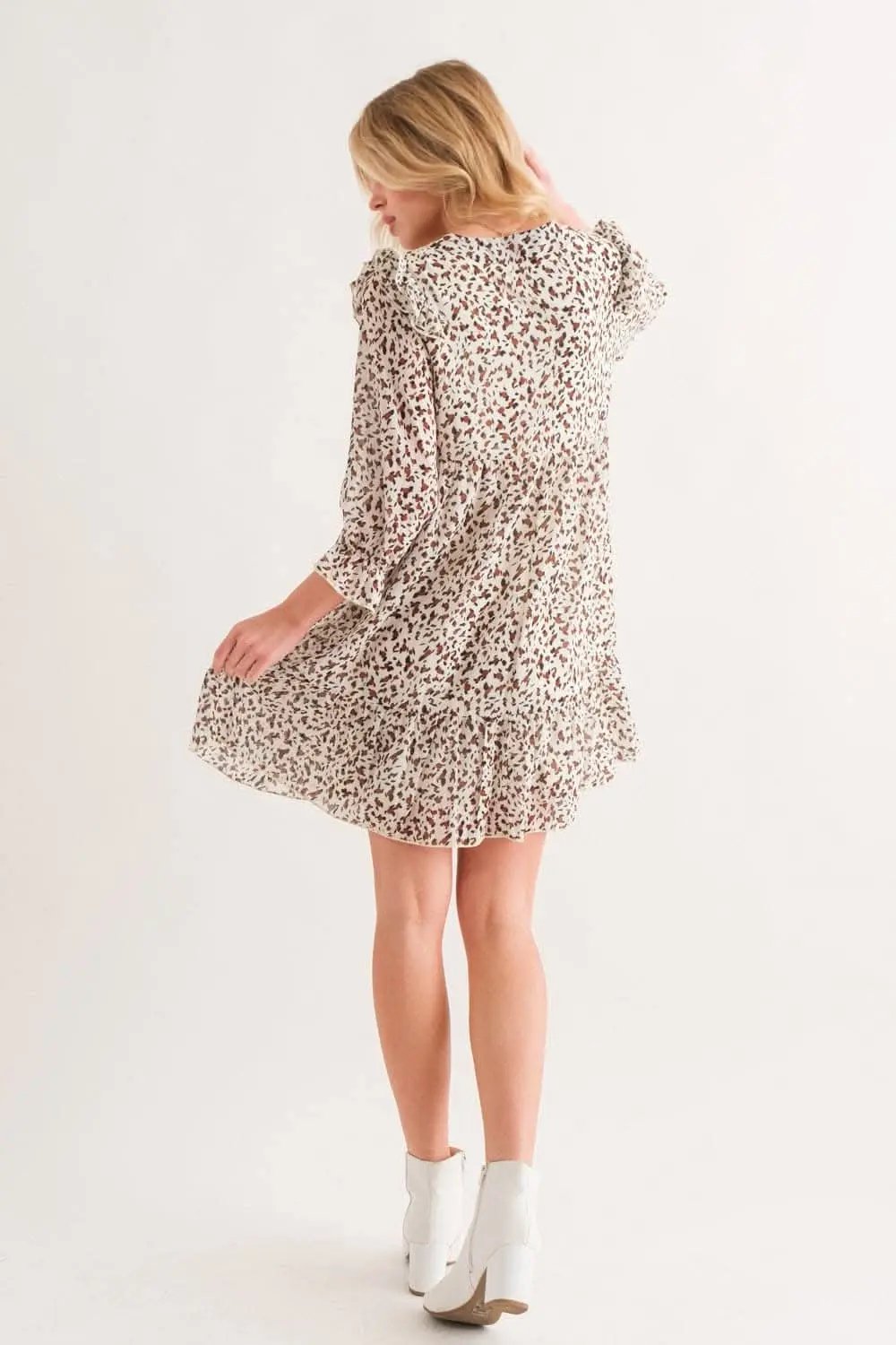 Chic leopard ruffle mini dress - Love Salve 