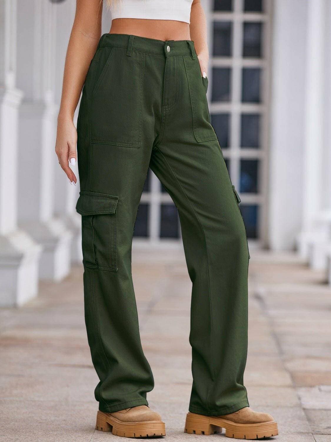 Cargo pocket denim trousers