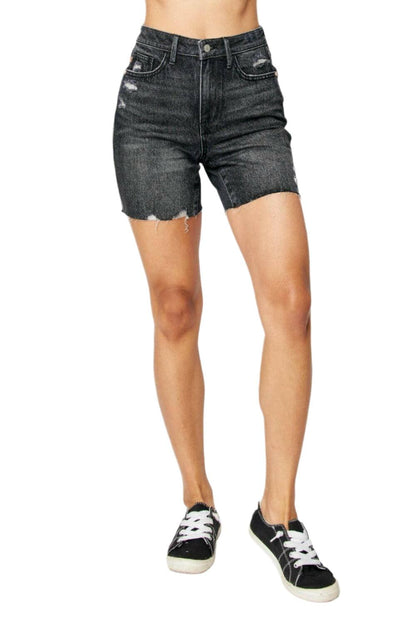 Flattering high-waist denim shorts for embracing your curves