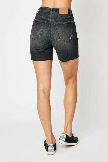 Flattering high-waist denim shorts for embracing your curves