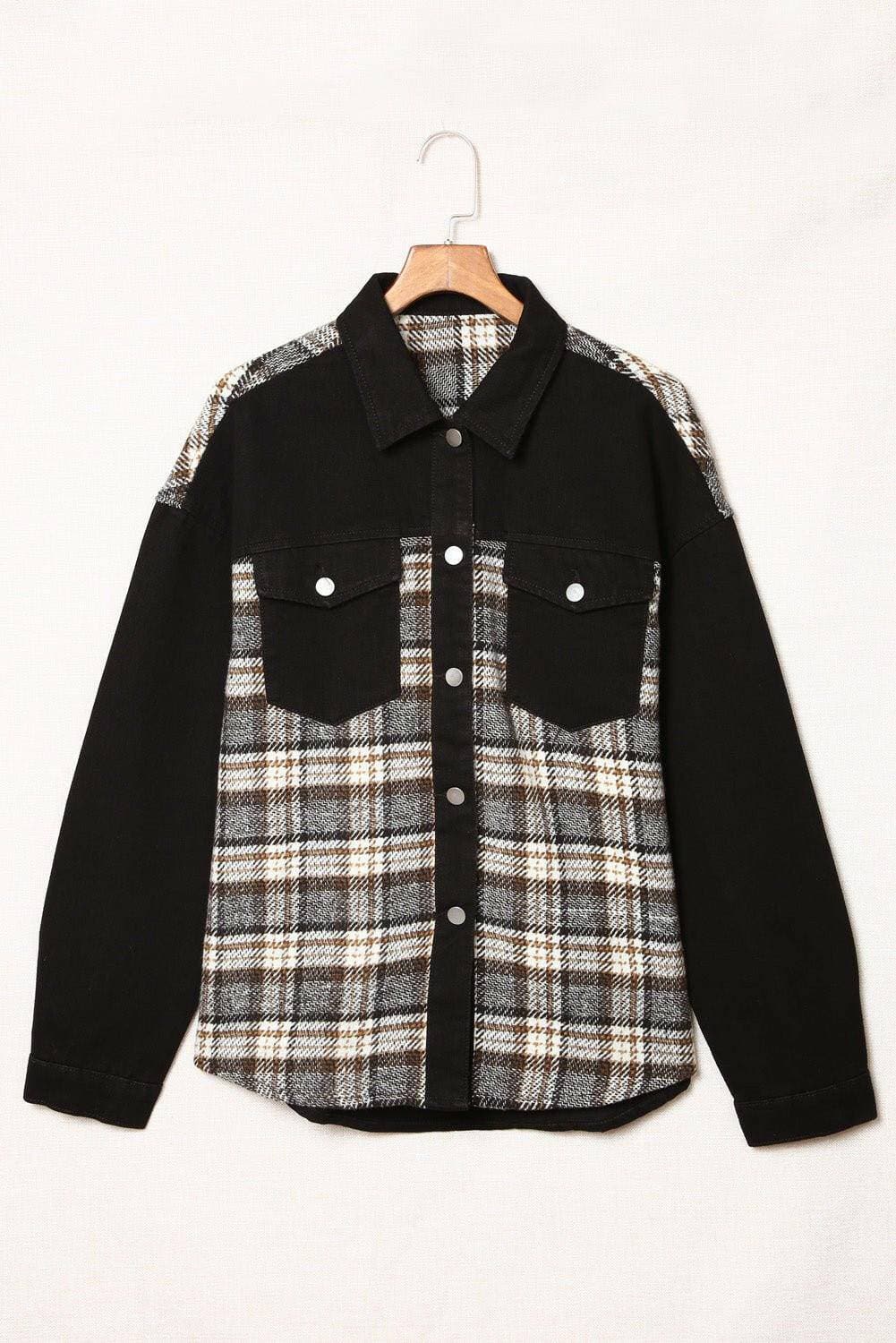 Plaid pocket denim jacket - stylish, versatile