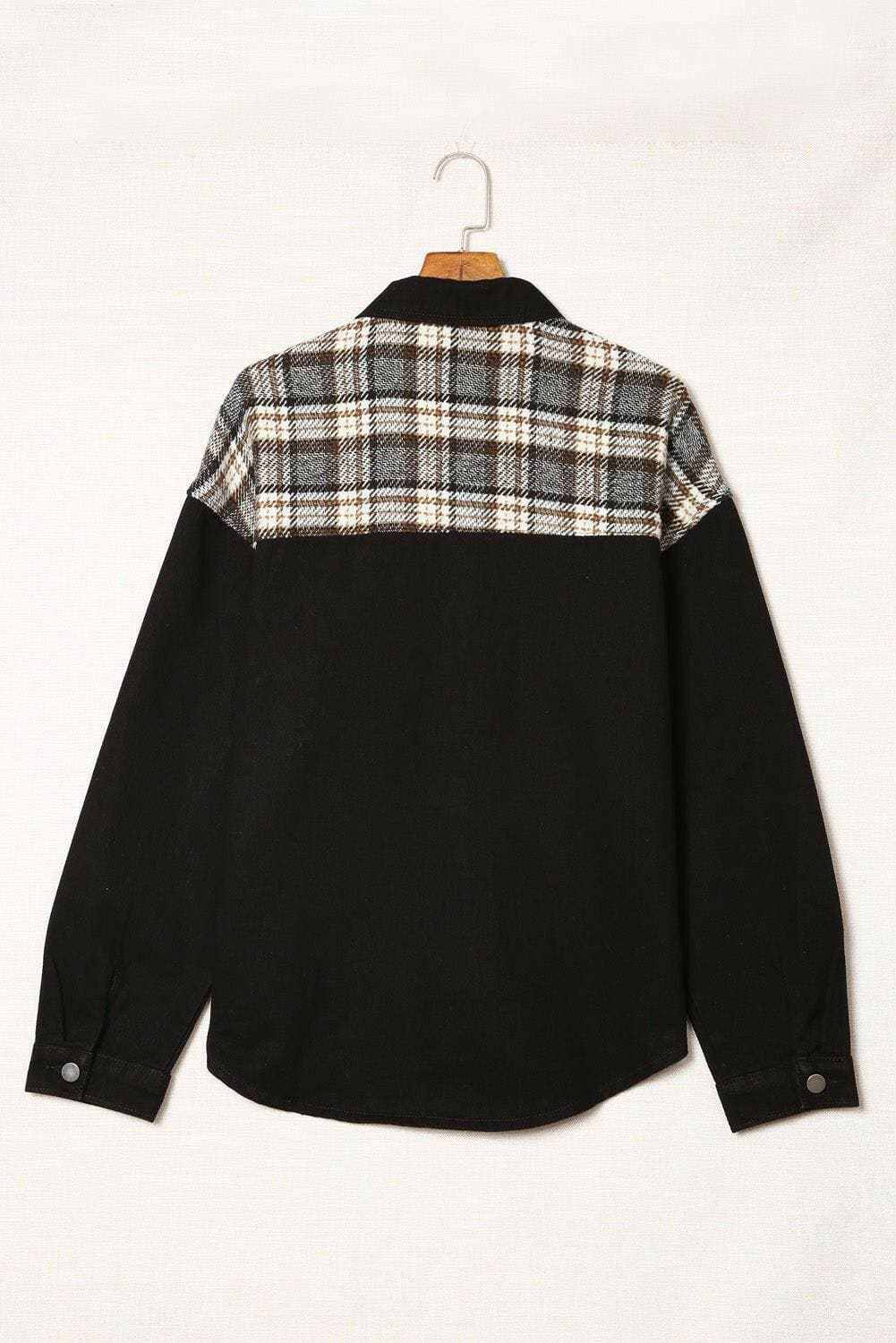 Plaid pocket denim jacket - stylish, versatile - Love Salve 