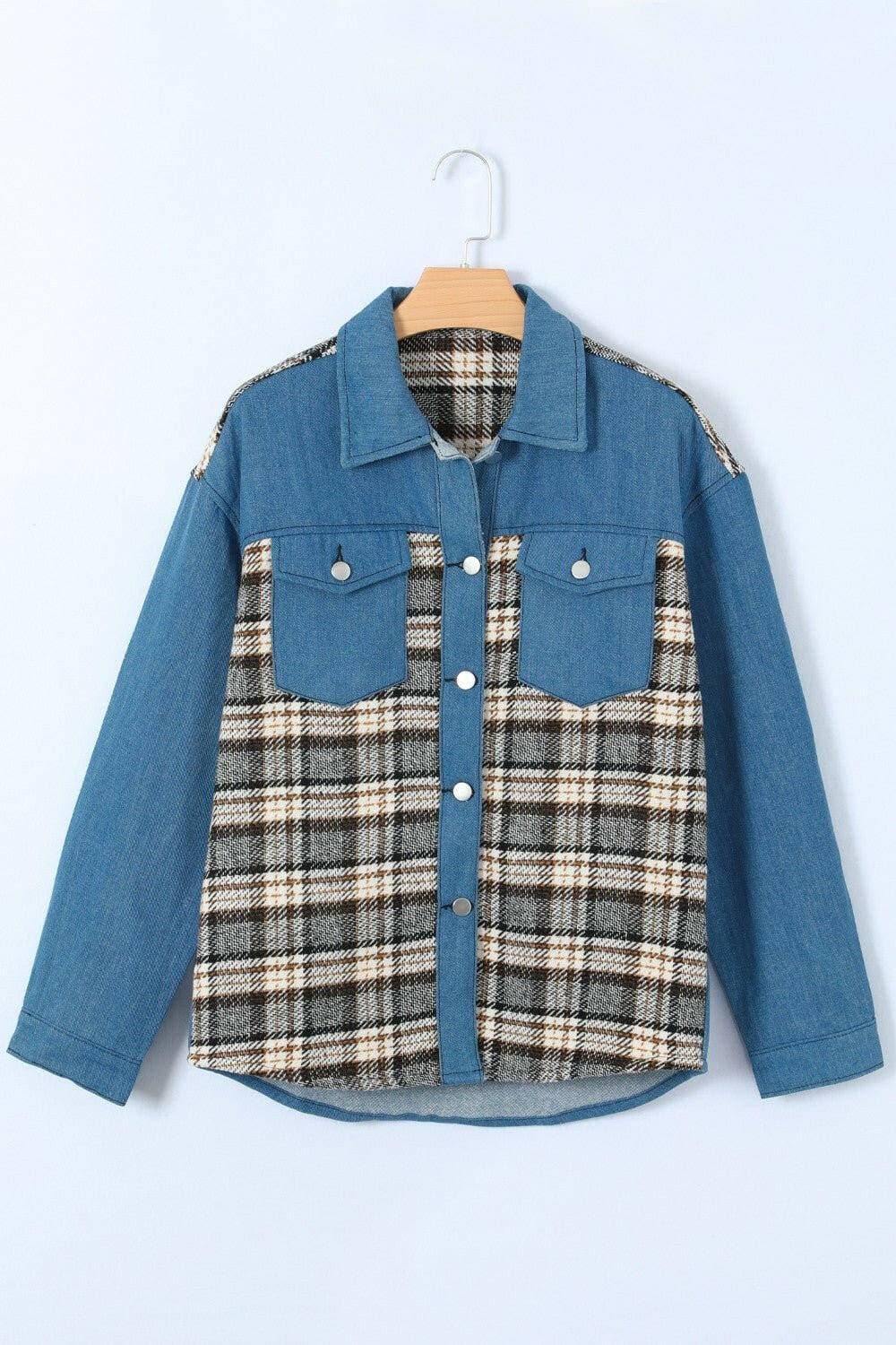 Plaid pocket denim jacket - stylish, versatile