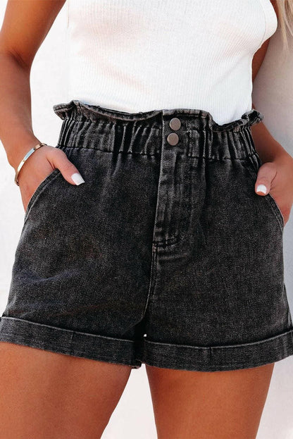 Paperbag Waist Denim Shorts with Stylish PocketsUpgrade Your Summer Wardrobe
Enhance your summer style with our chic and trendy Paperbag Waist Denim Shorts. Combining classic denim with modern design features, theLove Salve Paperbag Waist Denim Shortsjeans