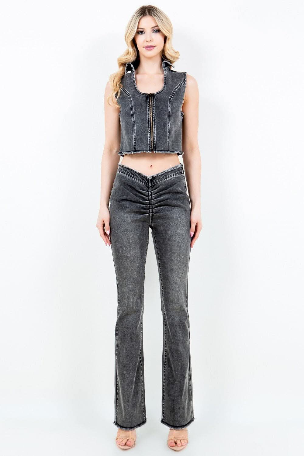 Chic v-cut ruched flare pants - Love Salve 