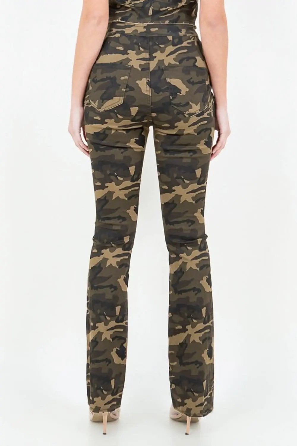 V-cut camo flared pants - Love Salve 