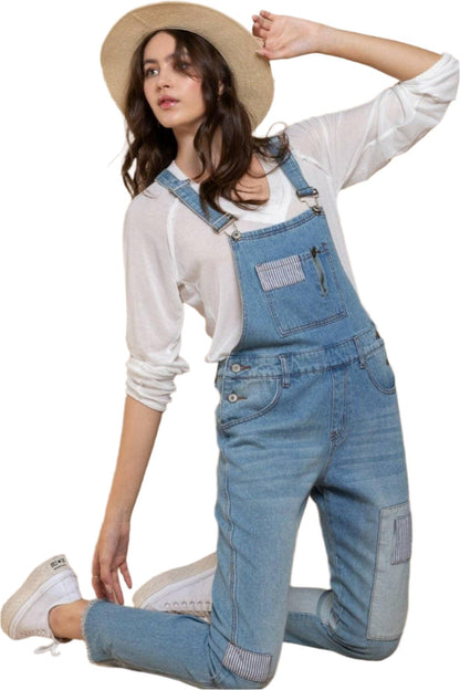 Trendy zip-front denim overalls for a modern look