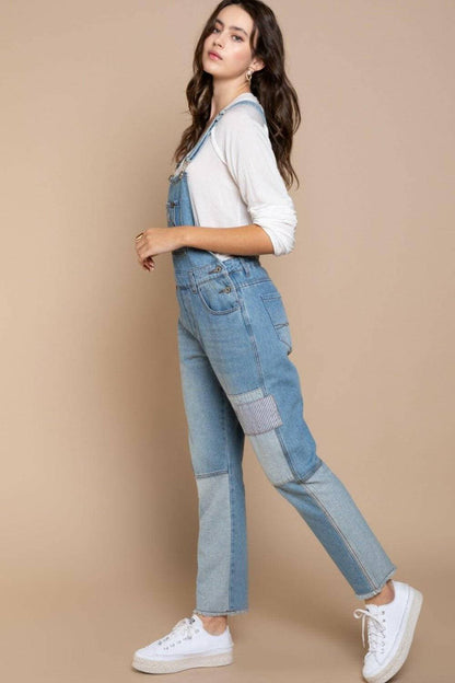 Trendy zip-front denim overalls for a modern look