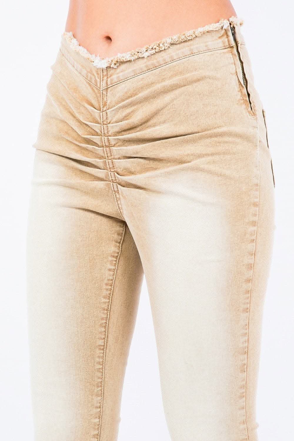 V-cut ruched mid flare pants - Love Salve 