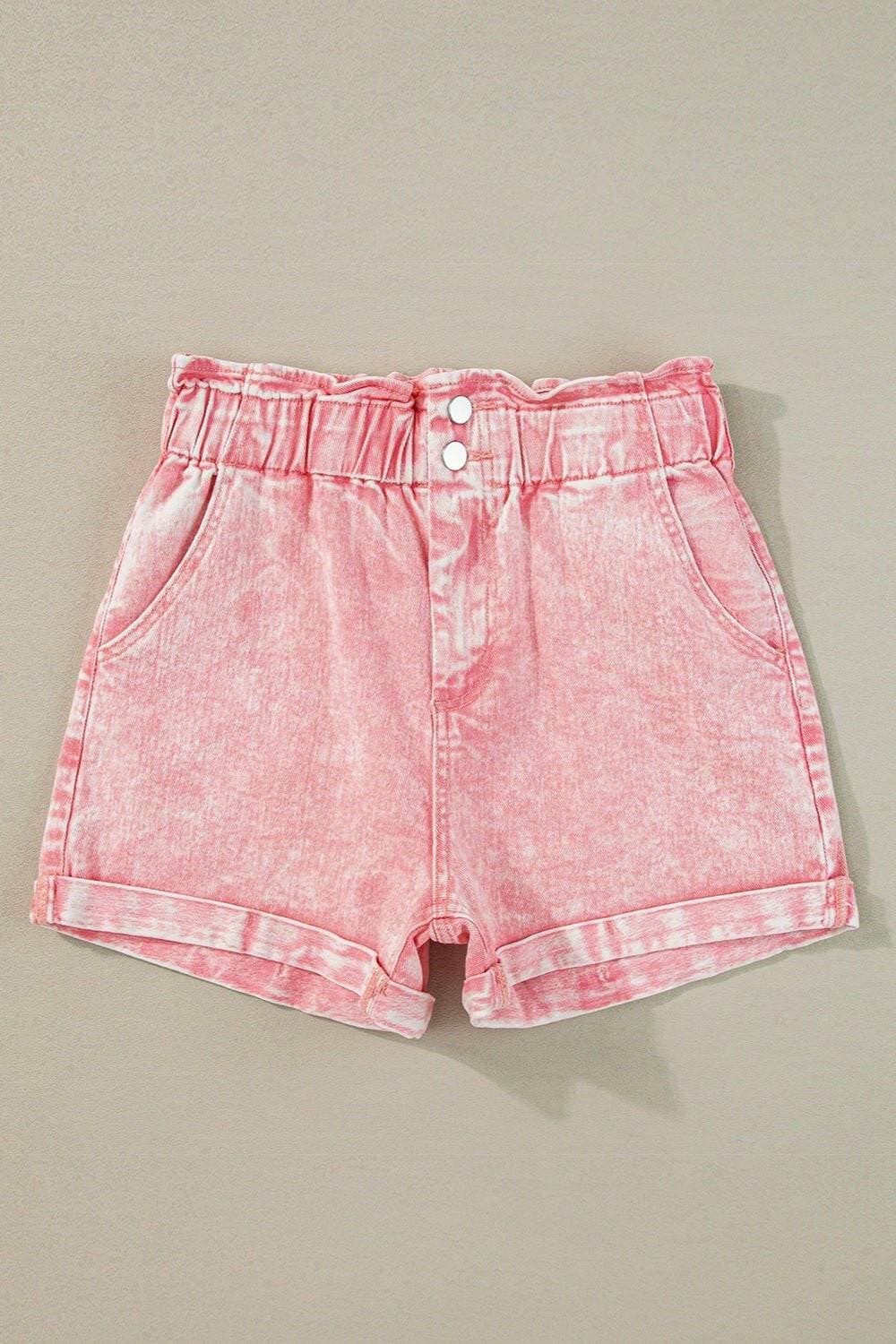 Modische High-Waist-Jeansshorts mit schicker Paperbag-Taille