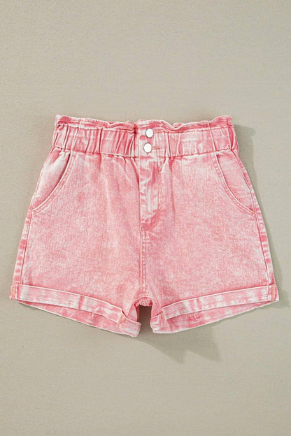 Chic paperbag waist high-waisted denim shorts for a stylish summer look