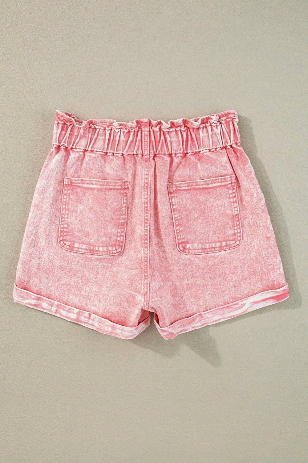 Chic paperbag waist high-waisted denim shorts for a stylish summer look